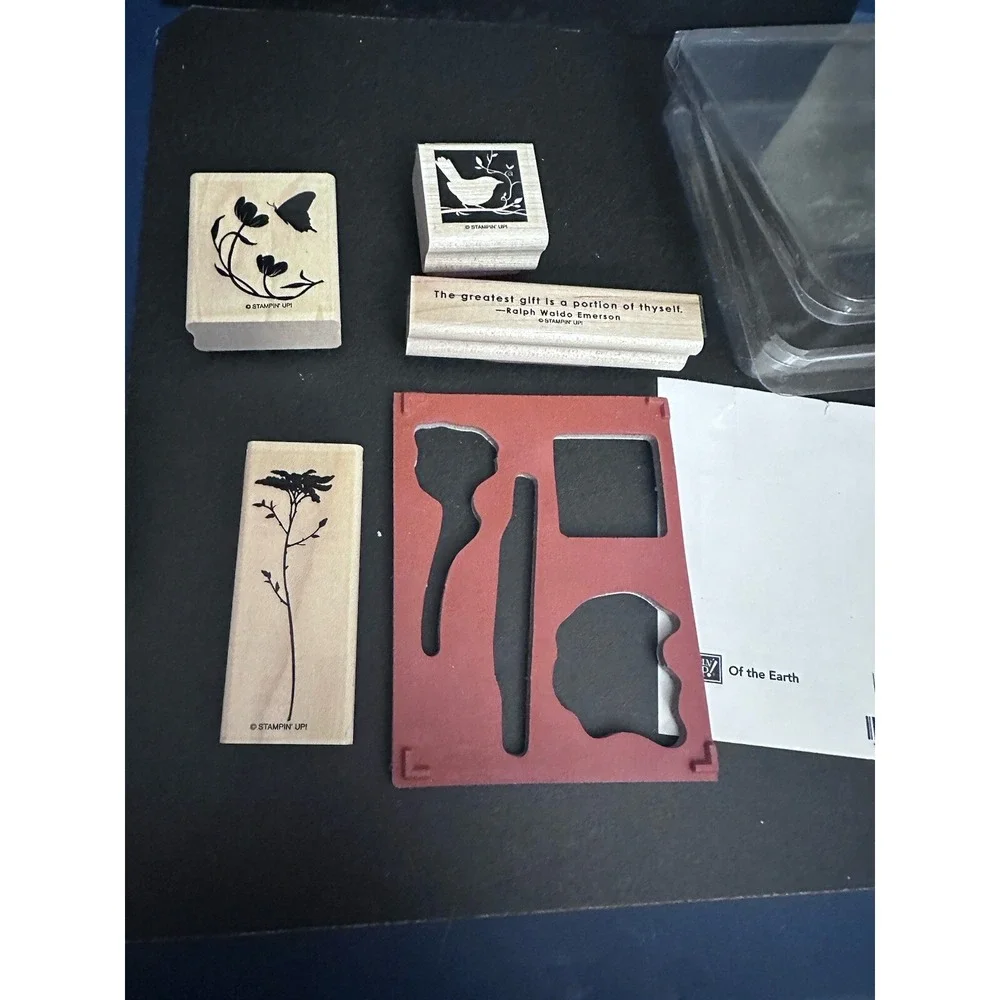 Stampin' Up! Of the Earth - Set of‎ 4 wood-mount stamps Bird Flowers